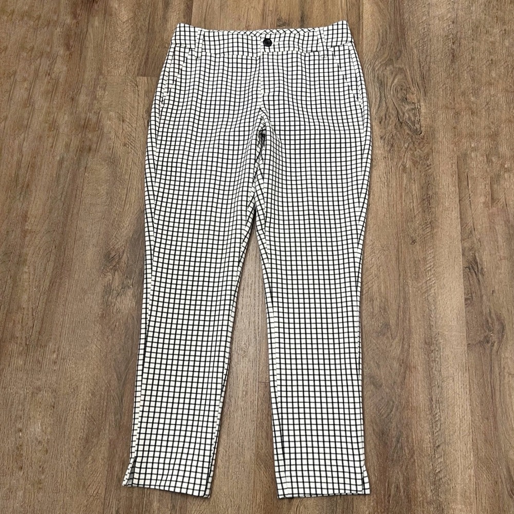 Cabi Windowpane Plaid Trousers Black White 3203 Size 2 - Picture 5 of 13